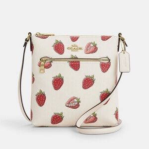 Coach Mini Rowan File Bag With Strawberry Print CAQ09 NWT